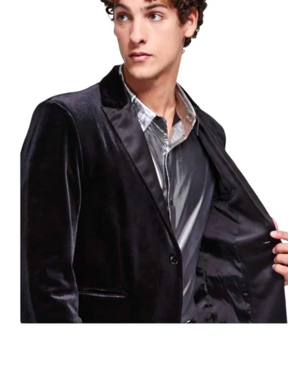 Tinsel Men's Regular-Fit Velvet Suit Jacket - Deep Black Size M - NWT